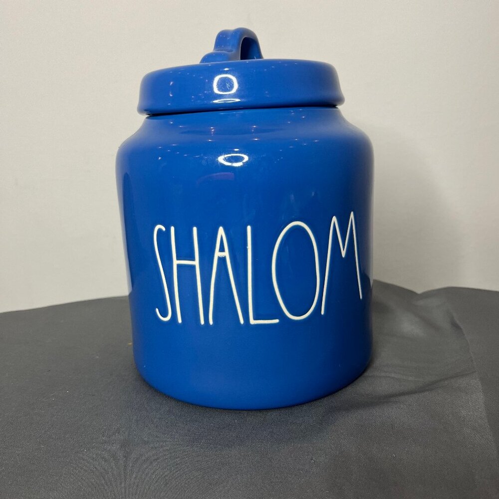 Rae Dunn Cookie Jar SHALOM Canister Hanukkah Artisan Collection 8 Inches